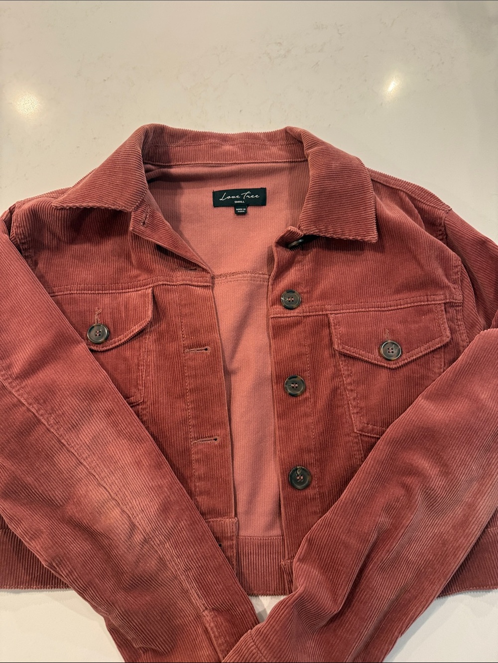 Love Tree Dusty Rust Corduroy Shirt Jacket